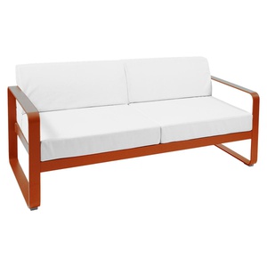 Canapé de jardin 2 places BELLEVIE Fermob orange confite-Blanc grisé