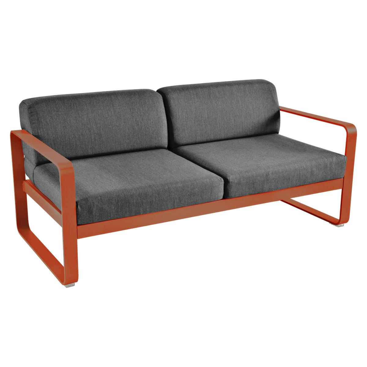 Canapé de jardin 2 places BELLEVIE Fermob orange confite-gris graphite