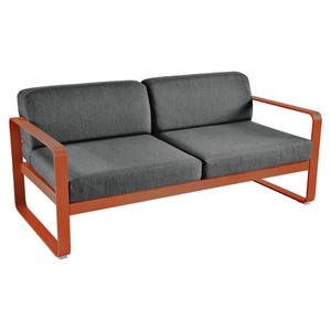 Canapé de jardin 2 places BELLEVIE Fermob orange confite-gris graphite