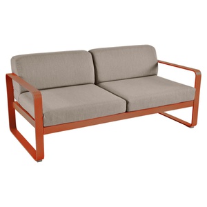 Canapé de jardin 2 places BELLEVIE Fermob orange confite-taupe grisé