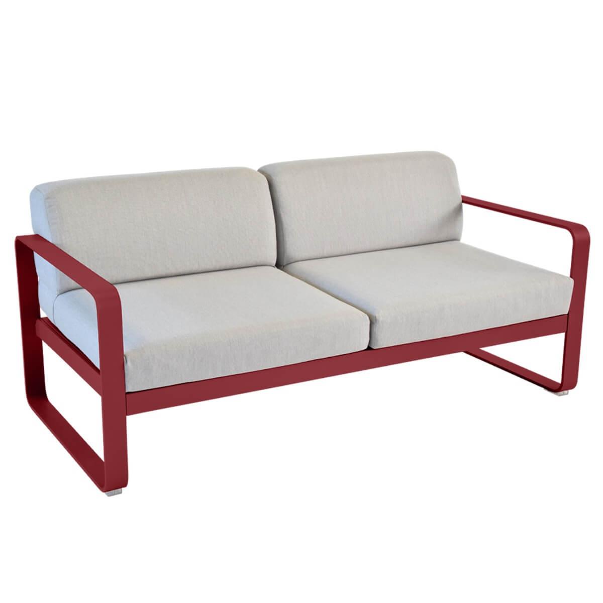 Canapé de jardin 2 places BELLEVIE Fermob piment-gris flanelle