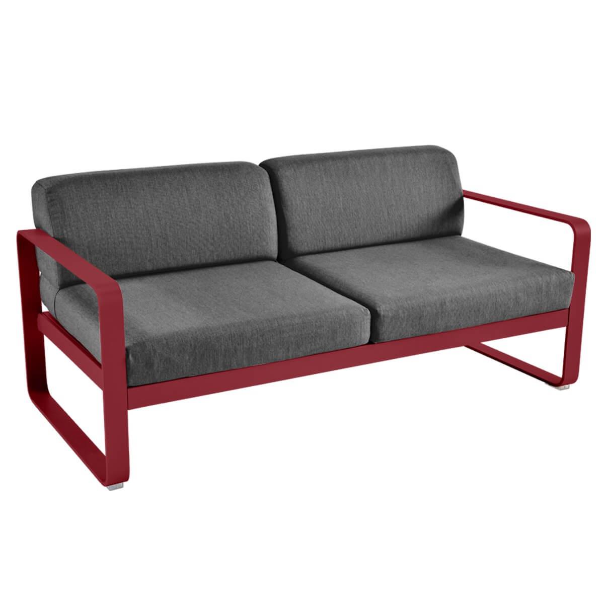 Canapé de jardin 2 places BELLEVIE Fermob piment-gris graphite