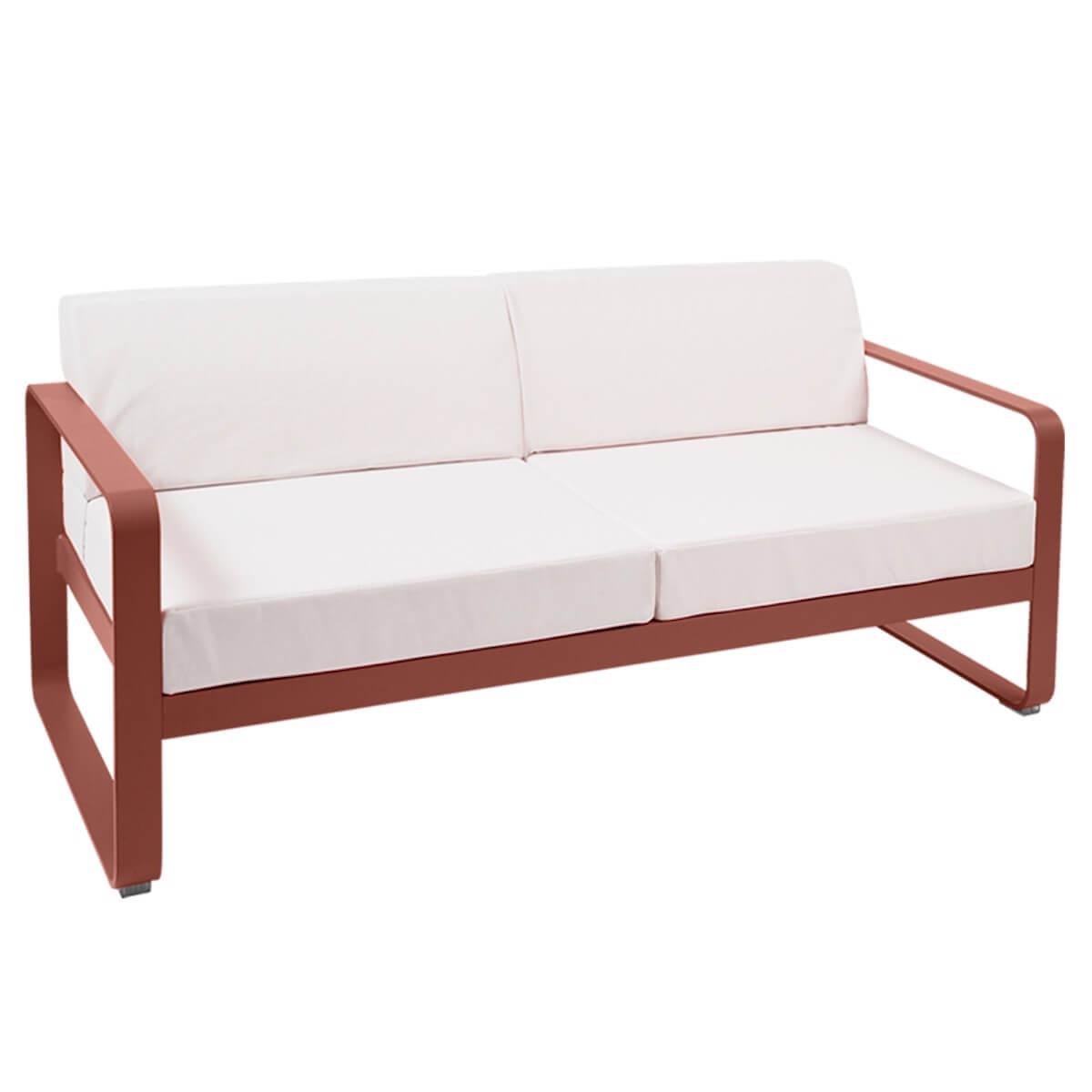 Canapé de jardin 2 places BELLEVIE Fermob rouge ocre-blanc grisé