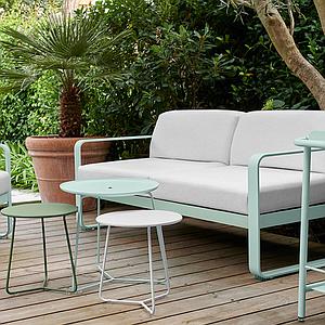 Canapé de jardin 2 places BELLEVIE Fermob rouge ocre-blanc grisé