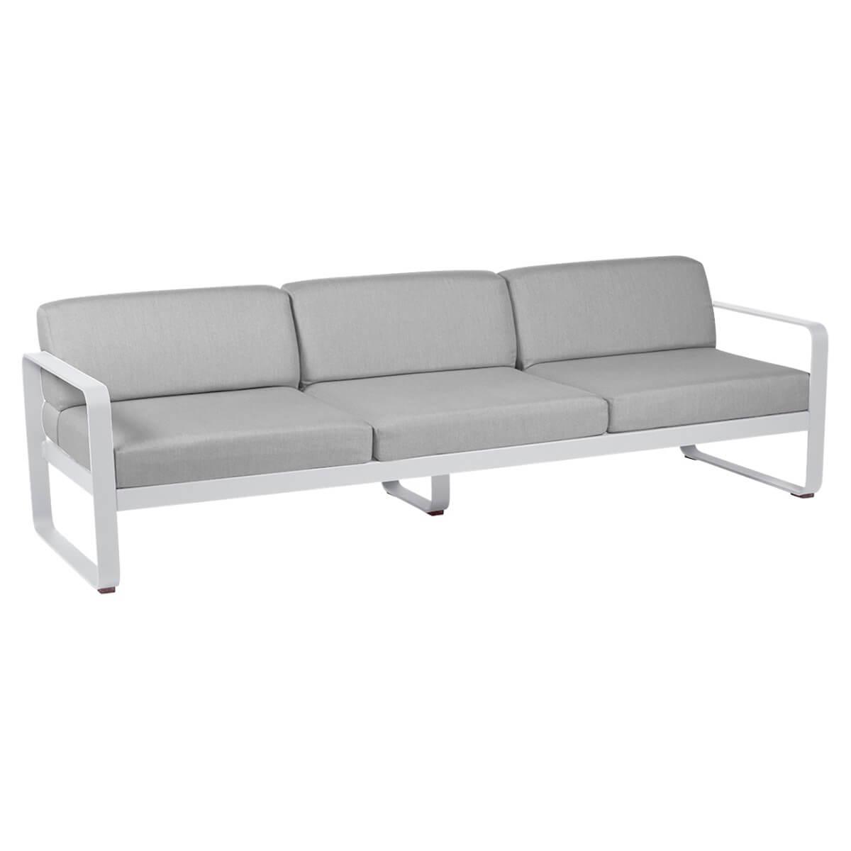 Canapé de jardin 3 places BELLEVIE Fermob blanc coton-gris flanelle