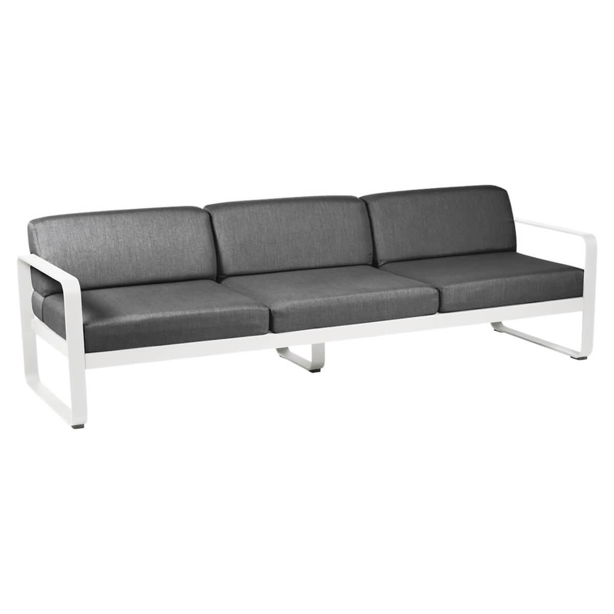 Canapé de jardin 3 places BELLEVIE Fermob blanc coton-gris graphite