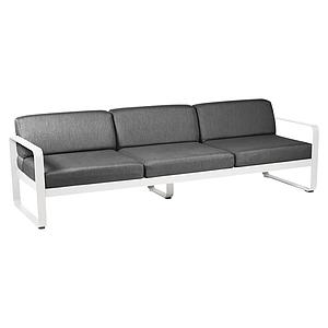 Canapé de jardin 3 places BELLEVIE Fermob blanc coton-gris graphite