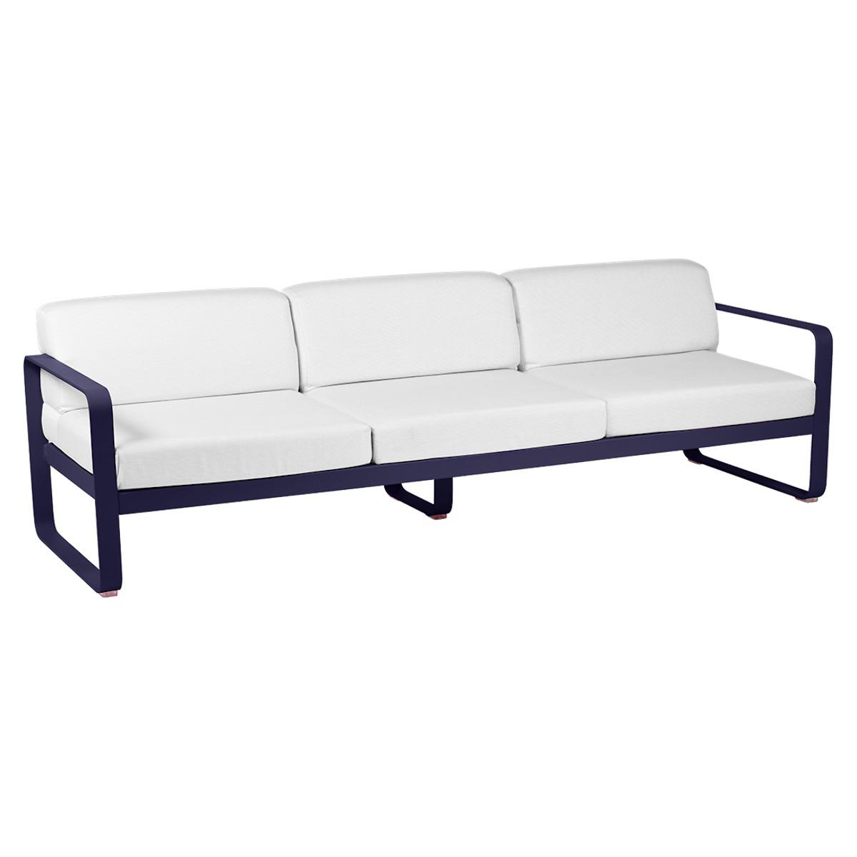 Canapé de jardin 3 places BELLEVIE Fermob bleu abysse-blanc grisé