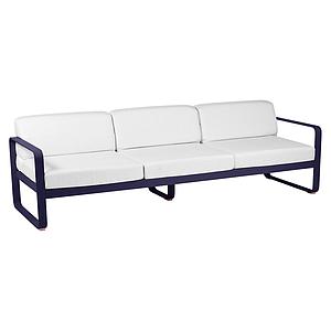 Canapé de jardin 3 places BELLEVIE Fermob bleu abysse-blanc grisé