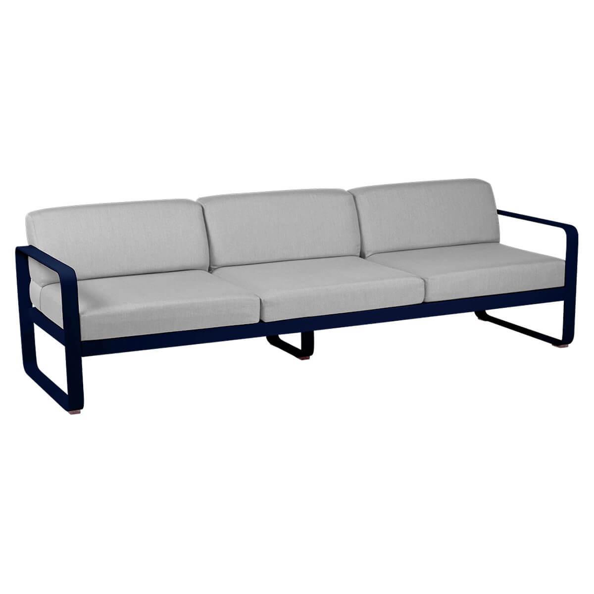 Canapé de jardin 3 places BELLEVIE Fermob bleu abysse-gris flanelle