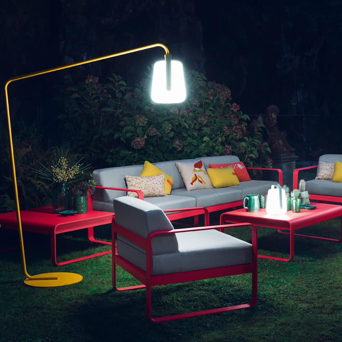 Canapé de jardin 3 places BELLEVIE Fermob bleu acapulco-gris flanelle