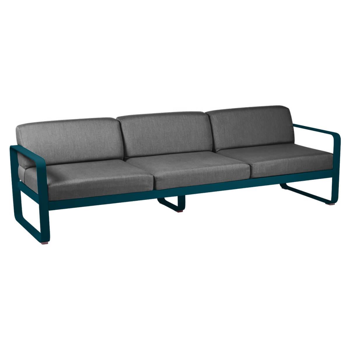 Canapé de jardin 3 places BELLEVIE Fermob bleu acapulco-gris graphite