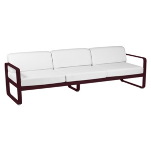 Canapé de jardin 3 places BELLEVIE Fermob Cerise noire-blanc grisé