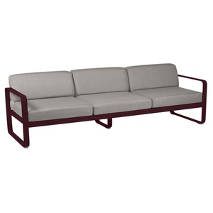Canapé de jardin 3 places BELLEVIE Fermob Cerise noire-taupe grisé