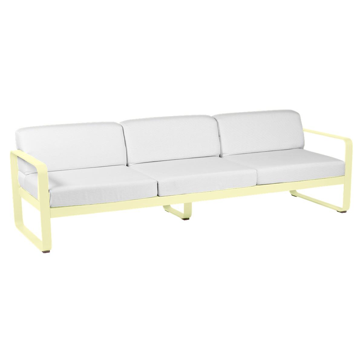 Canapé de jardin 3 places BELLEVIE Fermob citron givré-blanc grisé