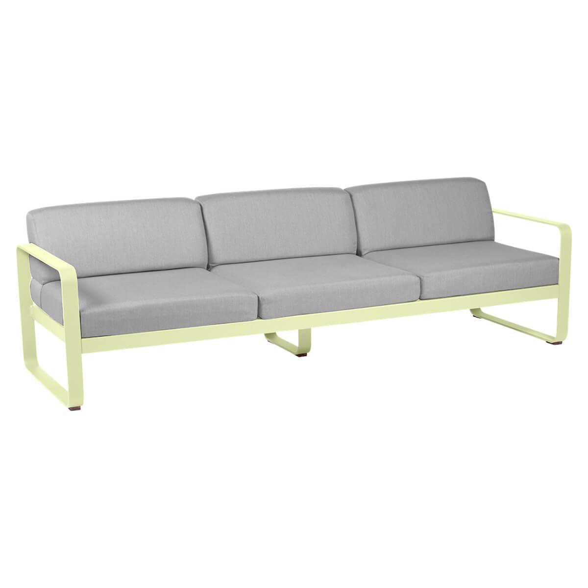 Canapé de jardin 3 places BELLEVIE Fermob citron givré-gris flanelle