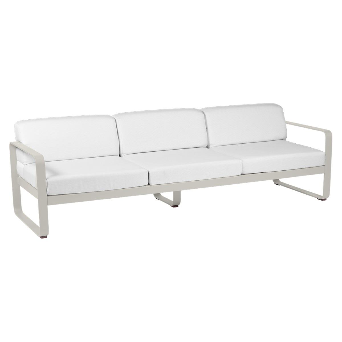 Canapé de jardin 3 places BELLEVIE Fermob gris argile-blanc grisé