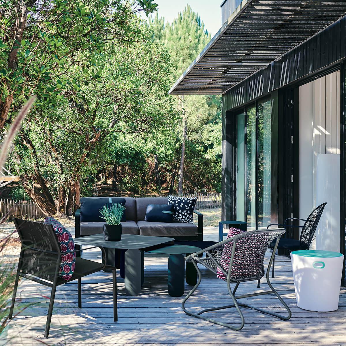 Canapé de jardin 3 places BELLEVIE Fermob menthe glaciale-gris graphite