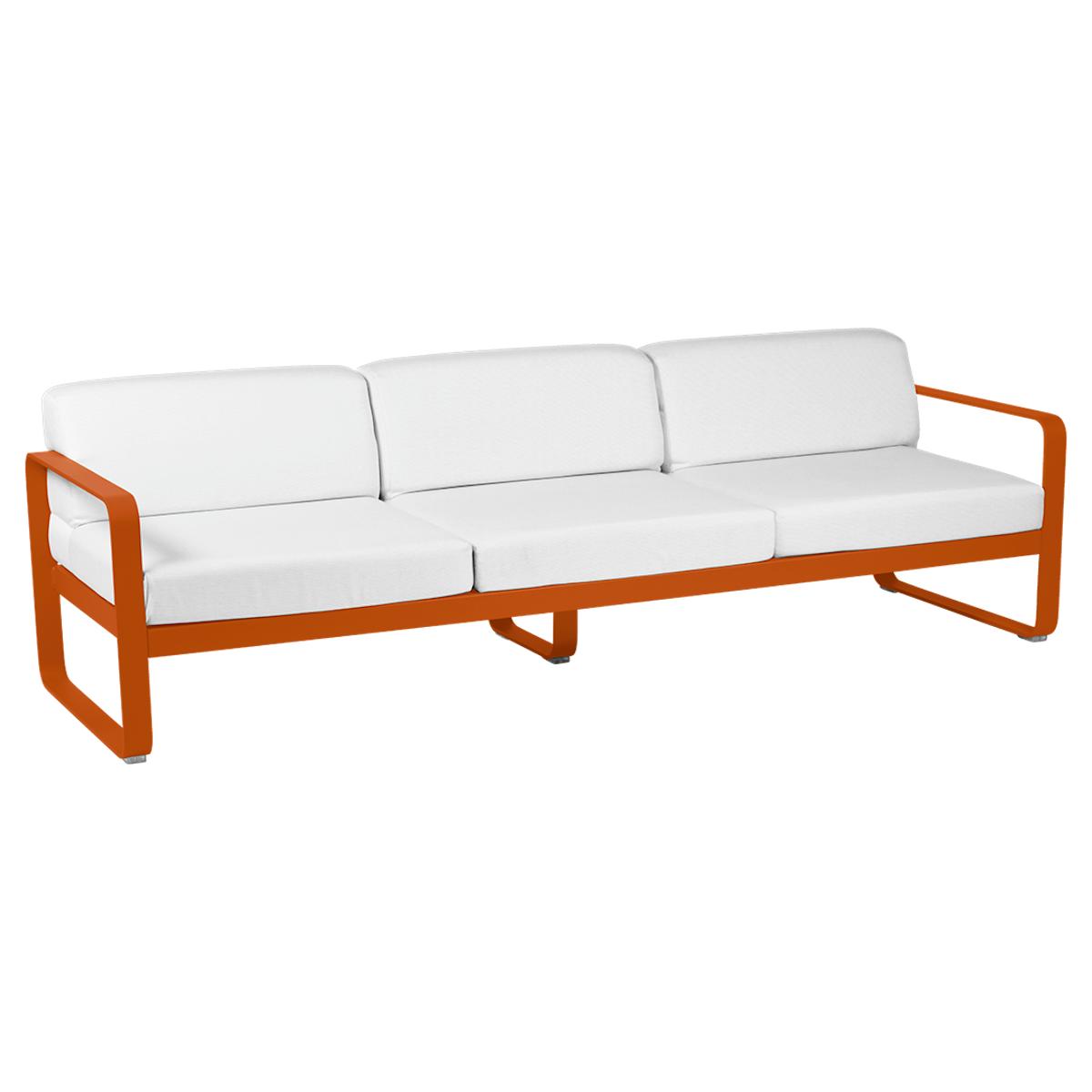 Canapé de jardin 3 places BELLEVIE Fermob orange confite-Blanc grisé