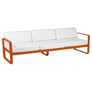 Canapé de jardin 3 places BELLEVIE Fermob orange confite-Blanc grisé