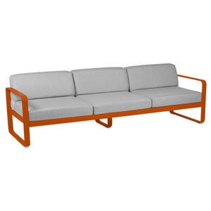 Canapé de jardin 3 places BELLEVIE Fermob orange confite-gris flanelle