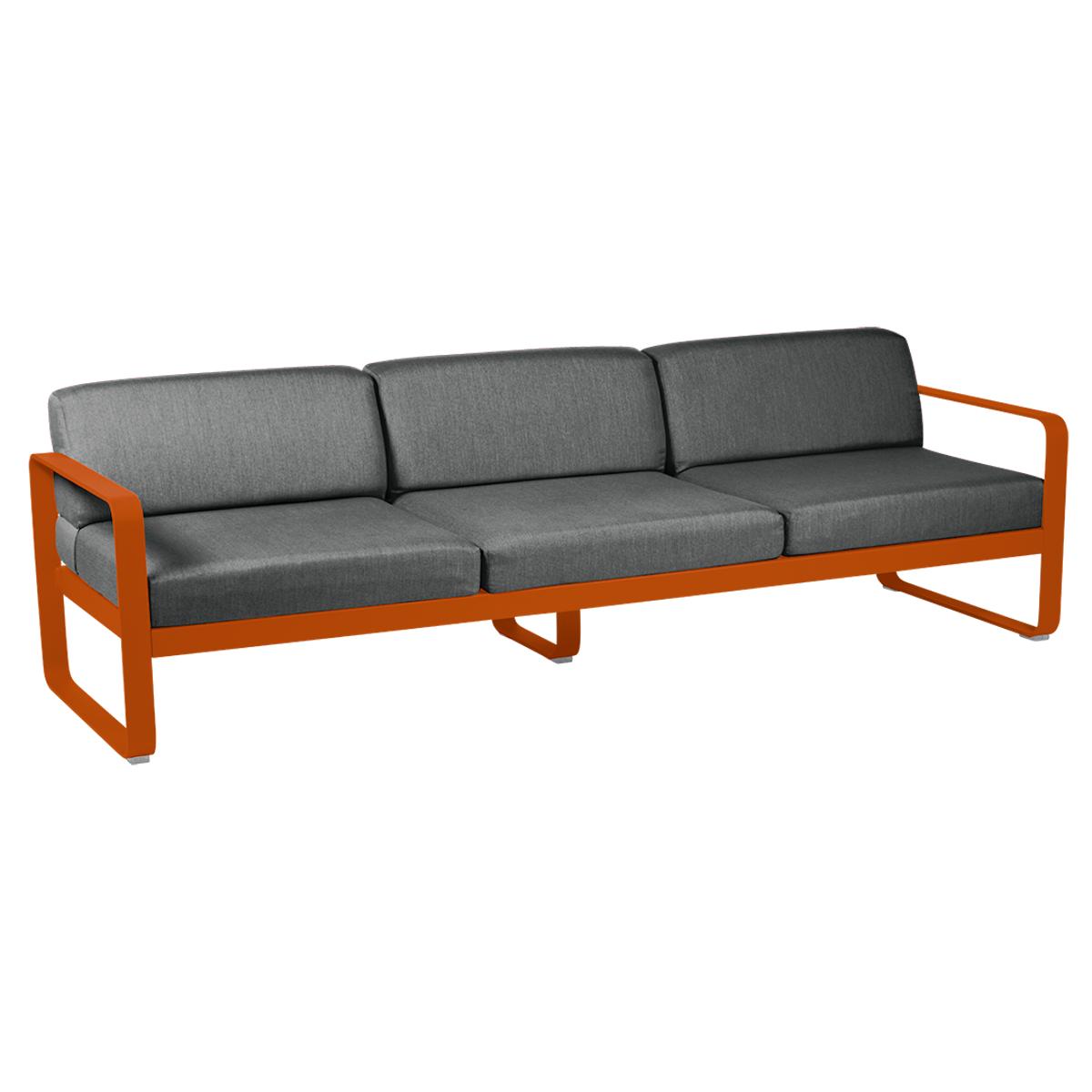 Canapé de jardin 3 places BELLEVIE Fermob orange confite-gris graphite