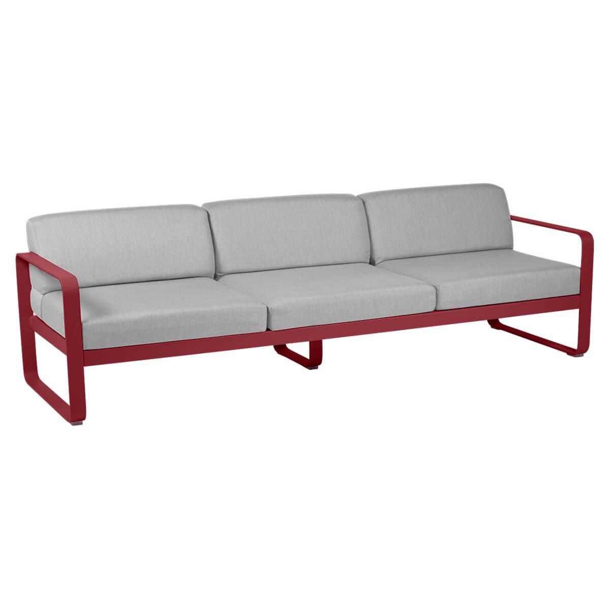 Canapé de jardin 3 places BELLEVIE Fermob piment-gris flanelle