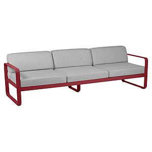 Canapé de jardin 3 places BELLEVIE Fermob piment-gris flanelle