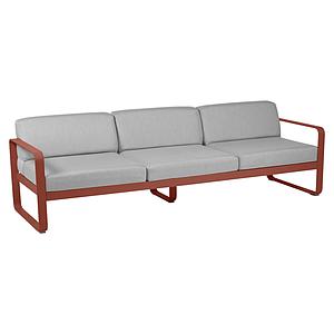 Canapé de jardin 3 places BELLEVIE Fermob rouge ocre-gris flanelle