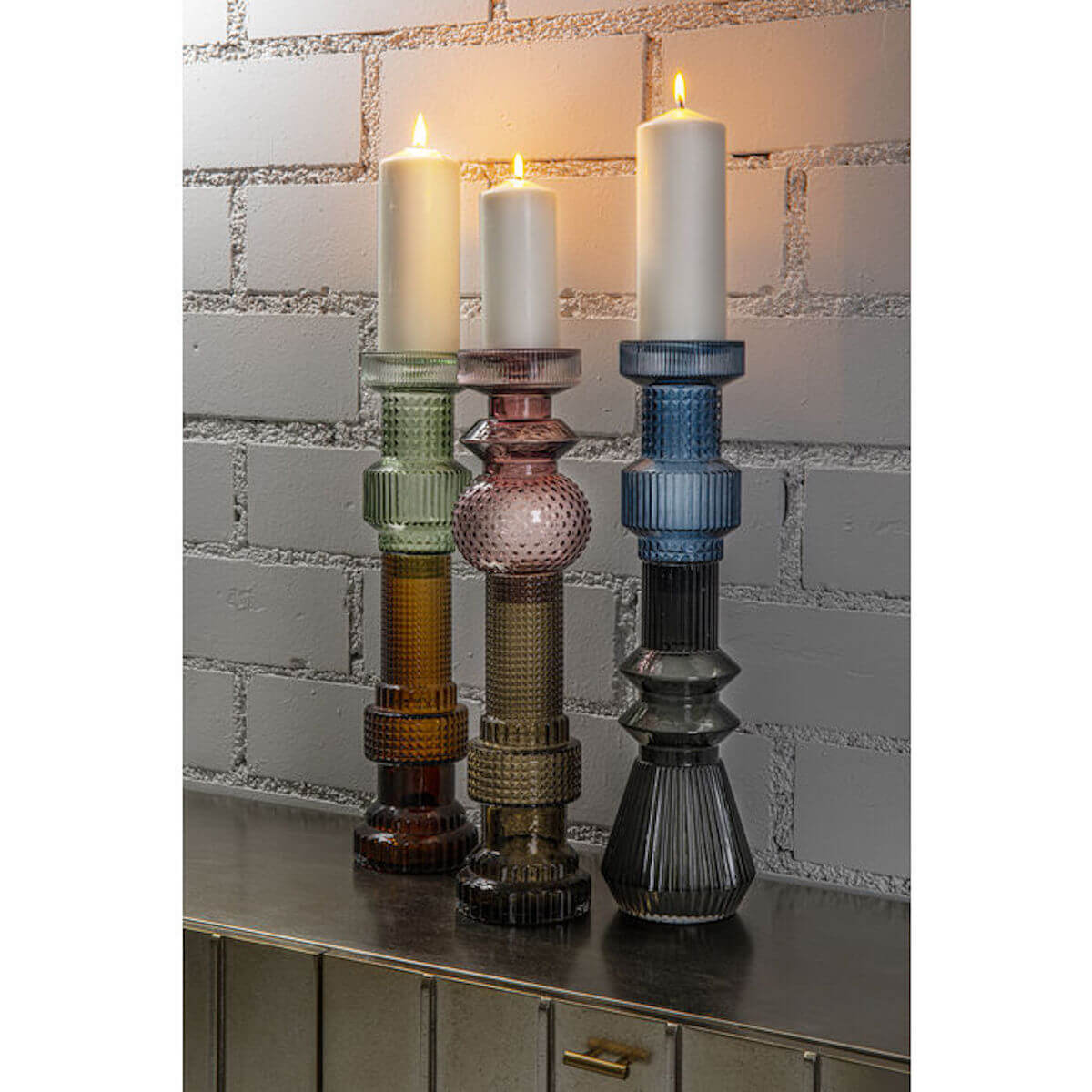 Candle Holder Marvelous Duo Purple Grey 49 Kare Design