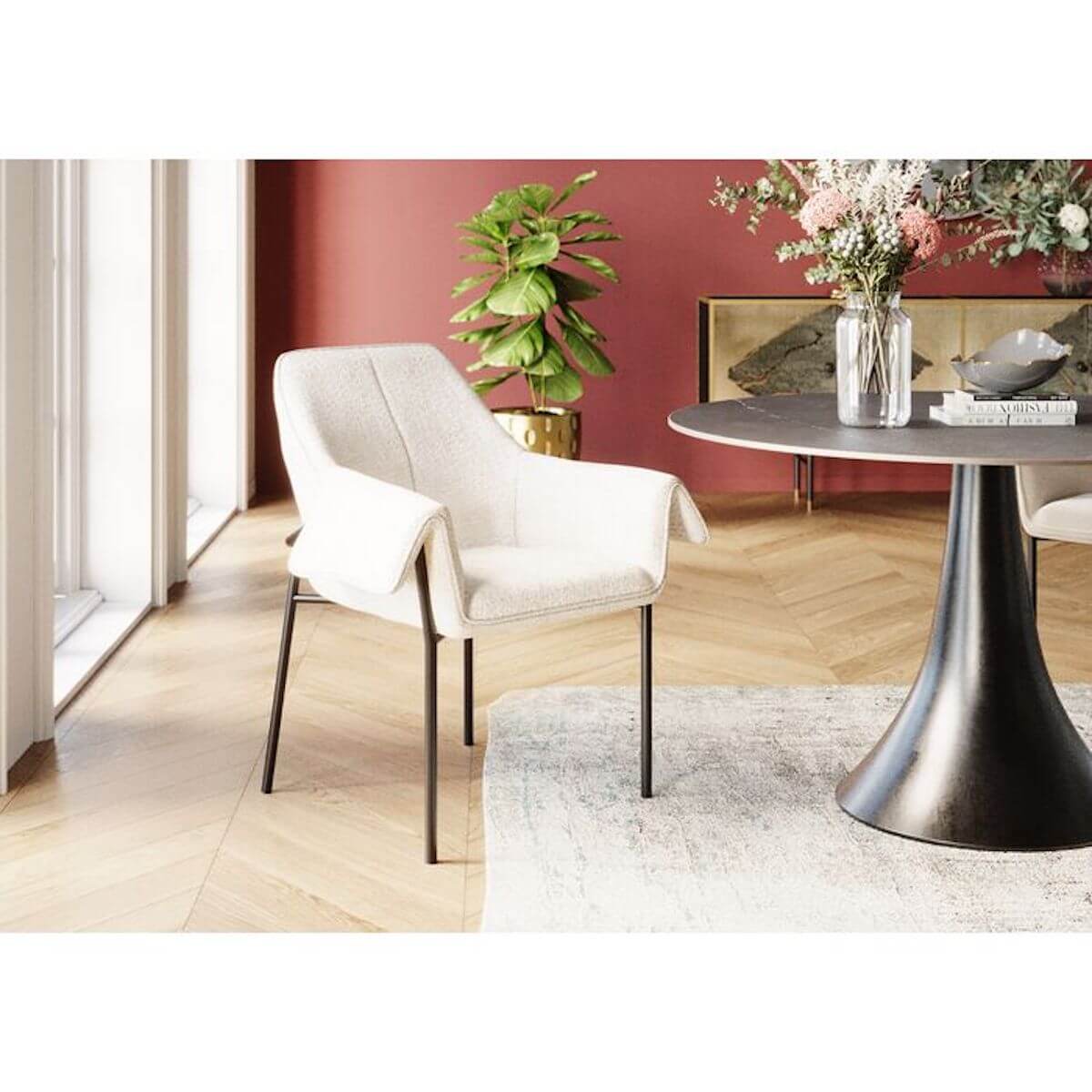Chaise à accoudoir BESS Kare Design crème