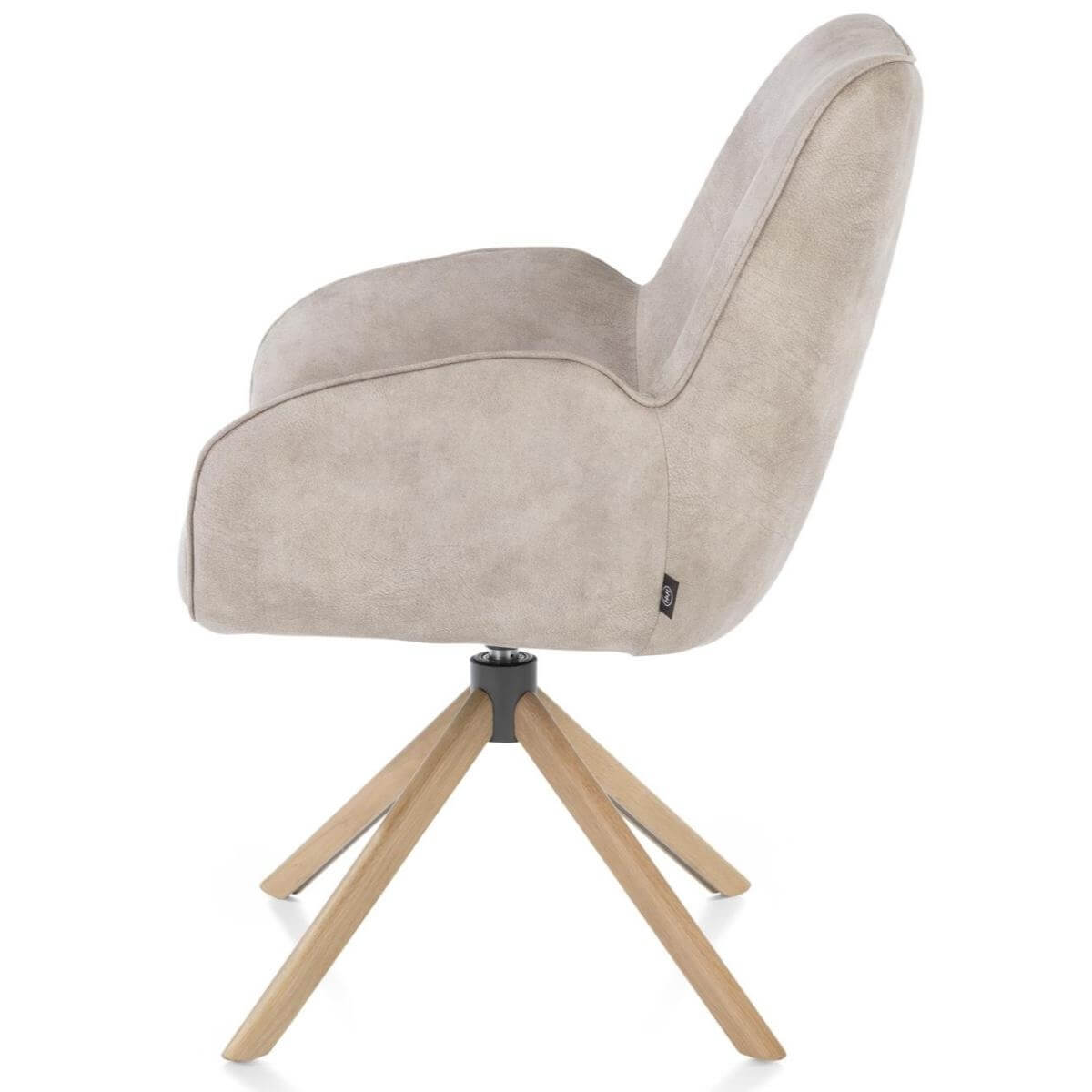 Chaise à accoudoirs RILEY Henders&Hazel - pied bois - tissu Taurus caillou