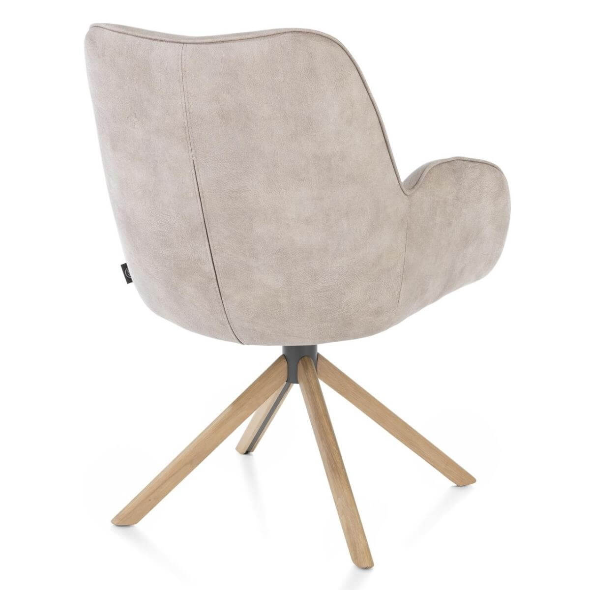 Chaise à accoudoirs RILEY Henders&Hazel - pied bois - tissu Taurus caillou