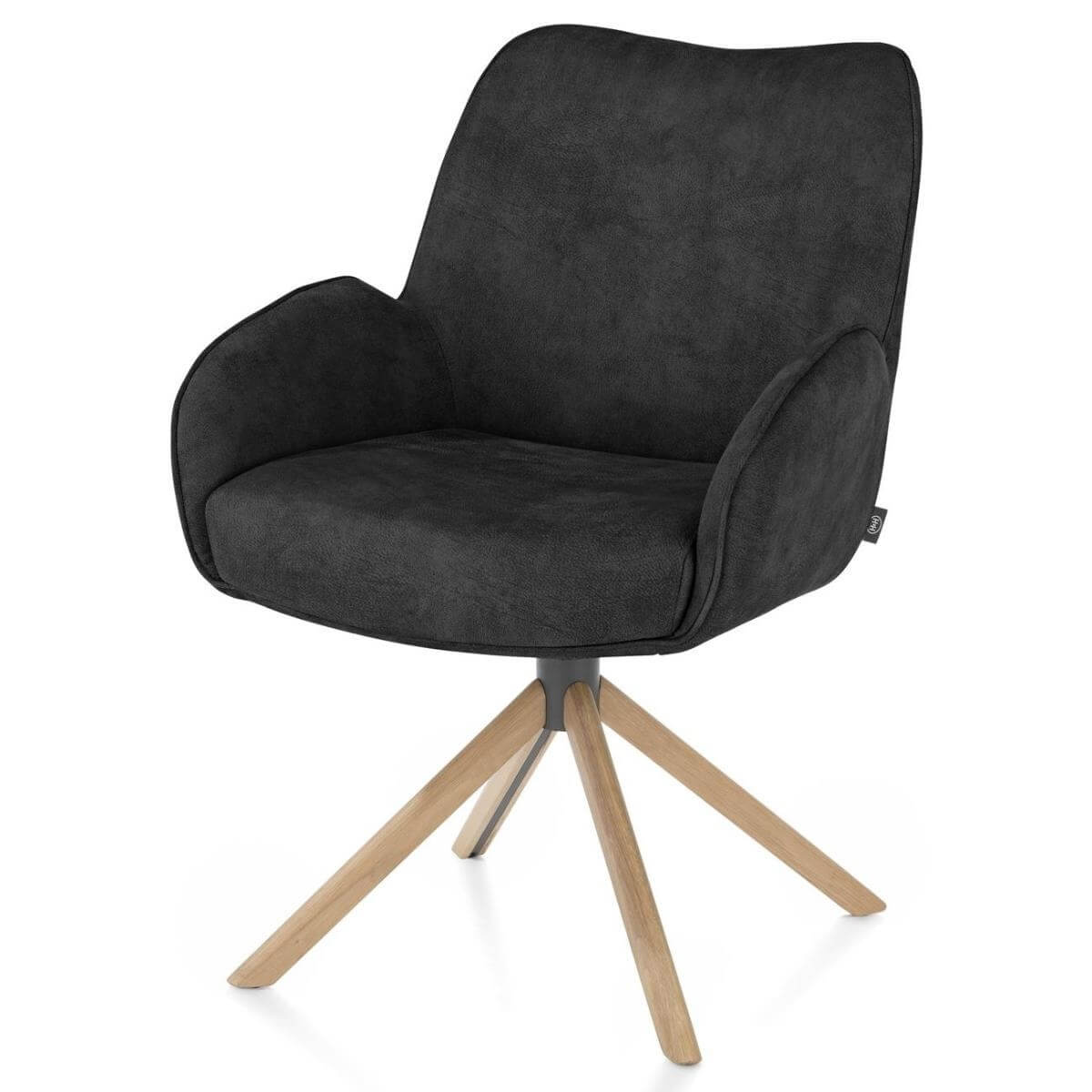 Chaise à accoudoirs RILEY Henders&Hazel - pied bois - tissu Taurus offblack