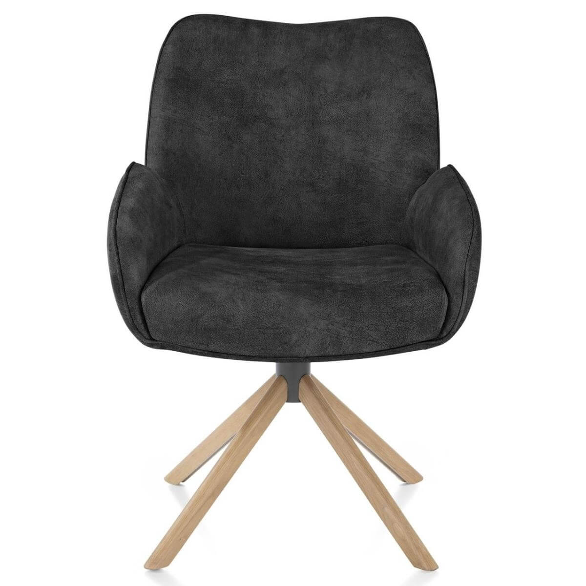Chaise à accoudoirs RILEY Henders&Hazel - pied bois - tissu Taurus offblack