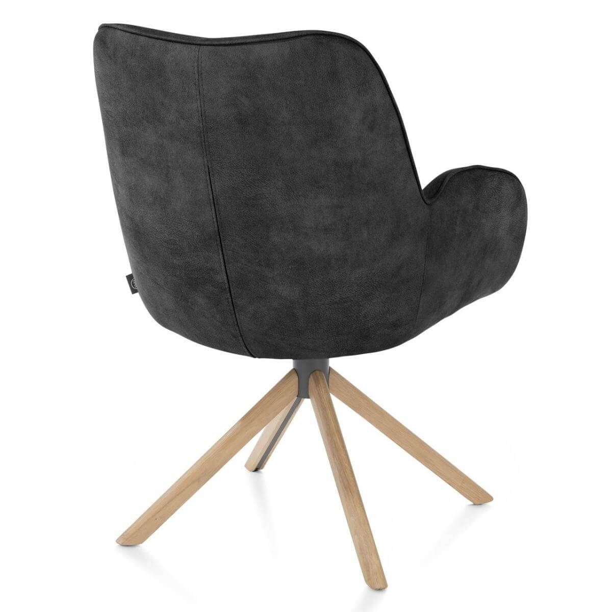 Chaise à accoudoirs RILEY Henders&Hazel - pied bois - tissu Taurus offblack