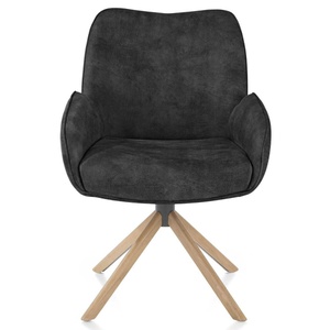 Chaise à accoudoirs RILEY Henders&Hazel - pied bois - tissu Taurus offblack