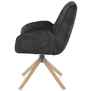 Chaise à accoudoirs RILEY Henders&Hazel - pied bois - tissu Taurus offblack