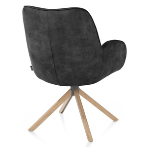 Chaise à accoudoirs RILEY Henders&Hazel - pied bois - tissu Taurus offblack