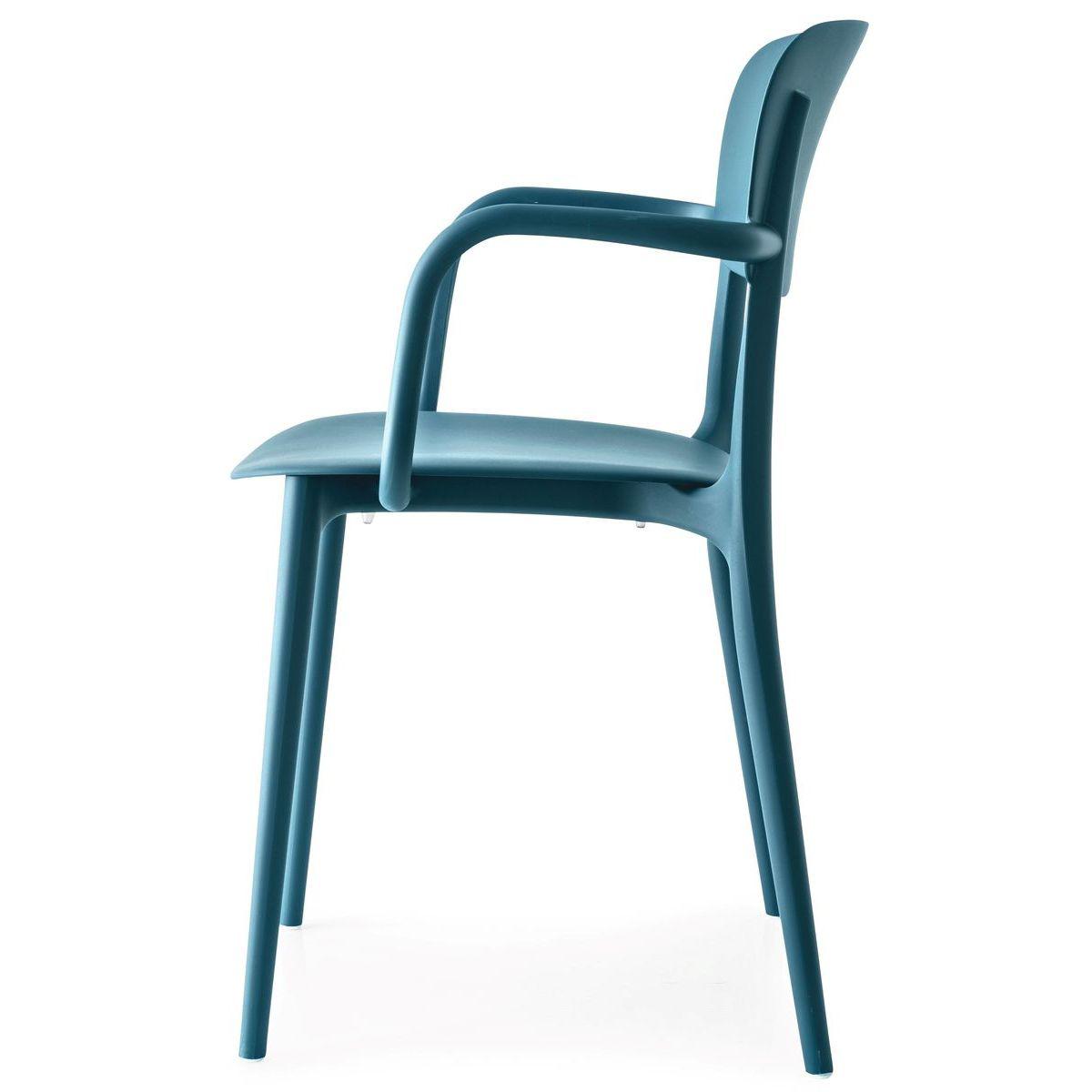Chaise accoudoir LIBERTY Calligaris bleu pétrol