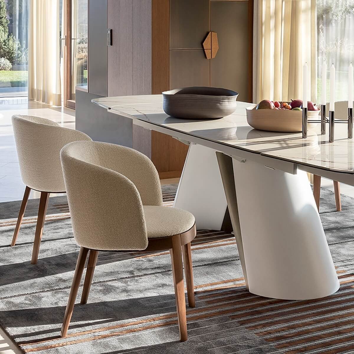 Chaise ADEL Calligaris tissu sable pieds smoke
