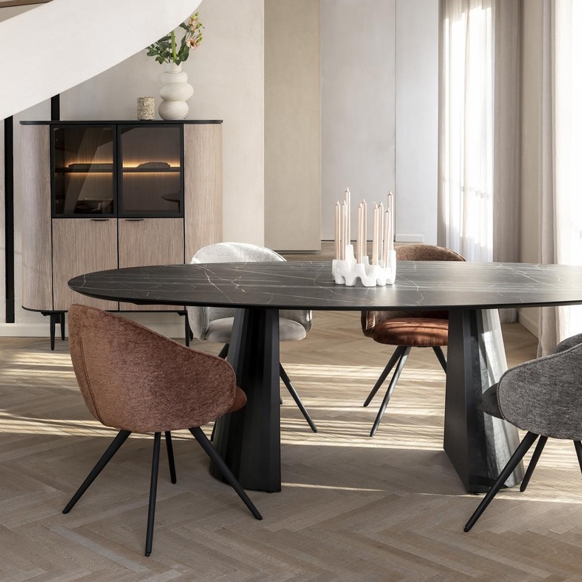 Chaise avec accoudoir OWEN Xooon pivotante, combi Calabria/Enzo Anthracite