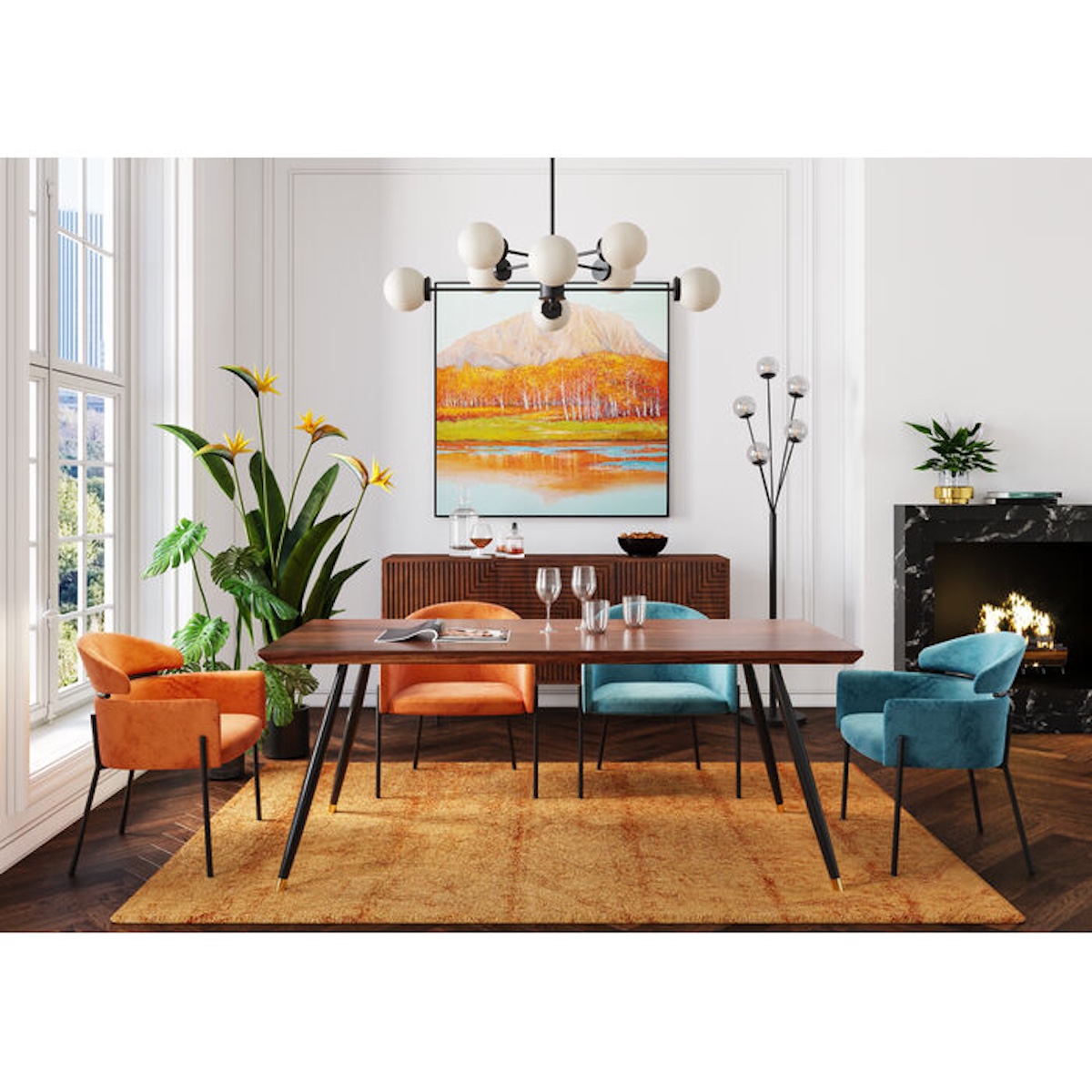 Chaise avec accoudoirs ALEXIA Kare Design velours orange