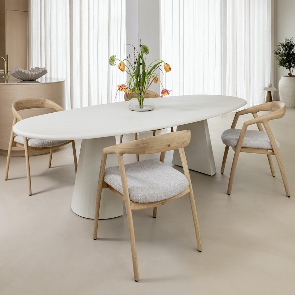 Chaise avec accoudoirs DANTE Xooon naturel-crème
