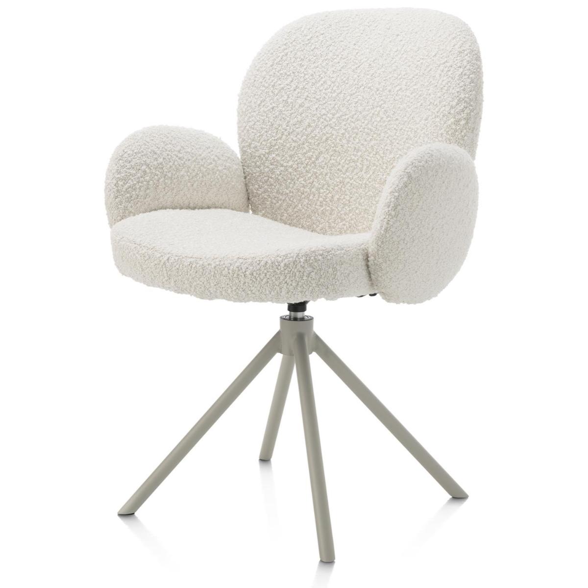 Chaise avec accoudoirs pivotante JAXON Xooon Ivoire / piétement Silk grey