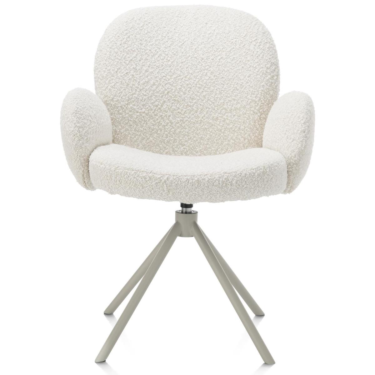 Chaise avec accoudoirs pivotante JAXON Xooon Ivoire / piétement Silk grey