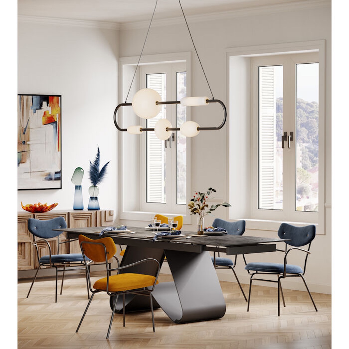 Chaise avec accoudoirs VIOLA Kare Design bleu