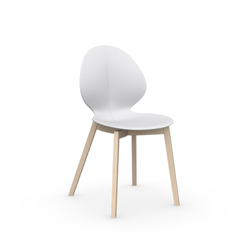 Chaise BASIL Calligaris hêtre blanchi- blanc optique opaque