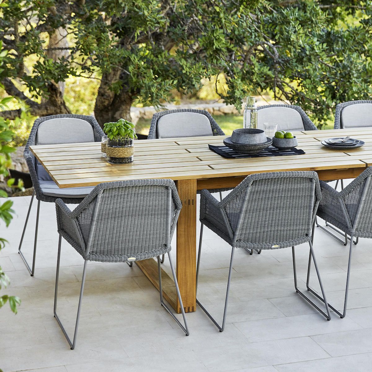 Chaise BREEZE Cane-line tressé light grey-combi Natté light grey