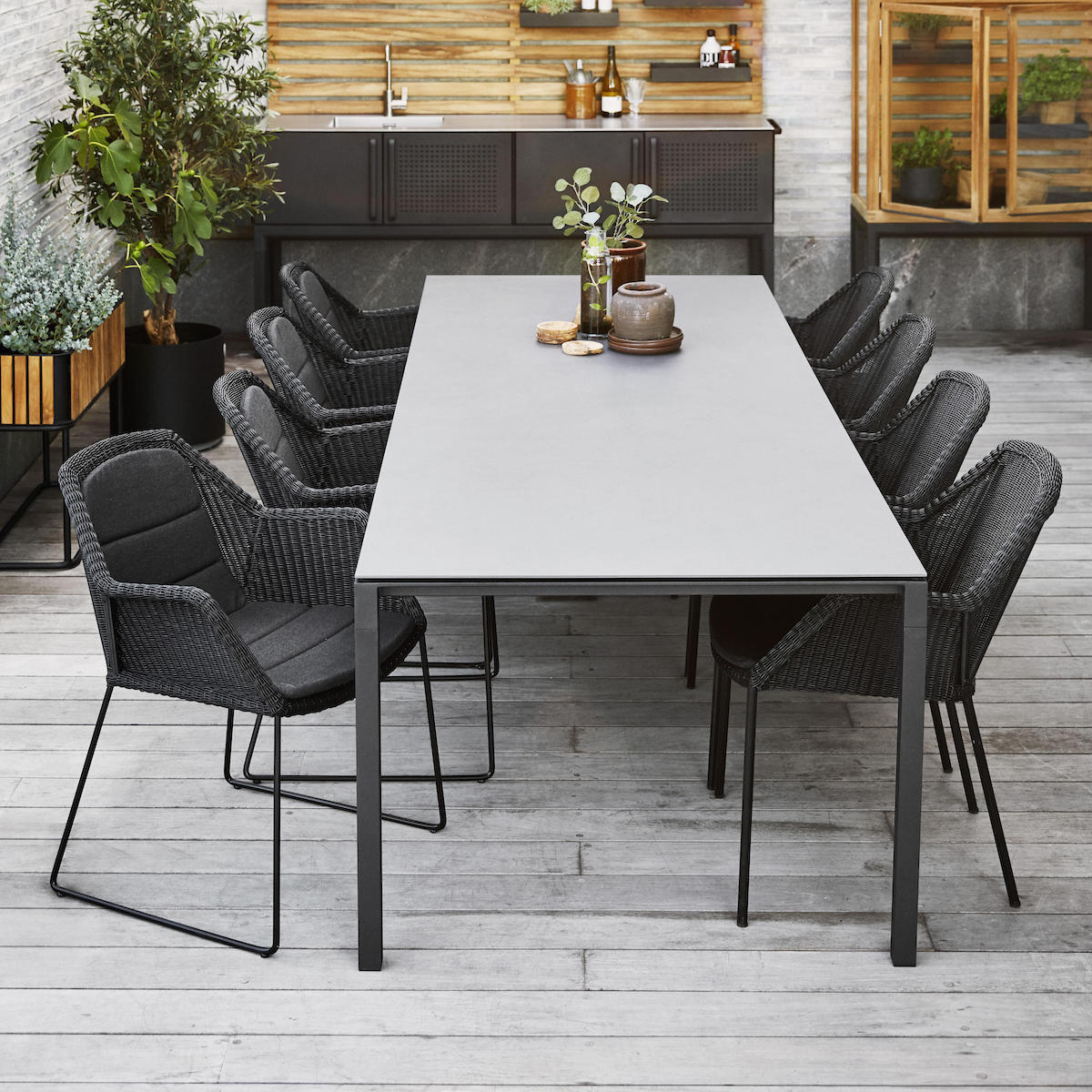 Chaise BREEZE Cane-line tressé noir-combi Natté noir
